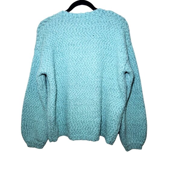 Yet Again Turquoise Round Neck Long Sleeve Sweater Women's Large - Picture 3 of 4